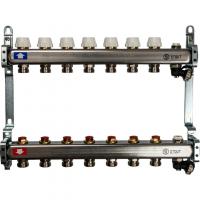 Коллектор Stout из нержавеющей стали без расходомеров, с клапаном вып. воздуха и сливом 1/3/4, 7 выходов (арт.SMS-0932-000007)