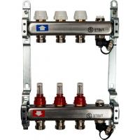 Коллектор Stout из нержавеющей стали с расходомерами, с клапаном вып. воздуха и сливом 1/3/4, 3 выхода (арт.SMS-0927-000003)