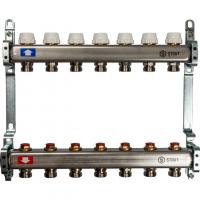 Коллектор Stout из нержавеющей стал с запорными клапанами 1/3/4, 7 выходов (арт.SMS 0922 000007)