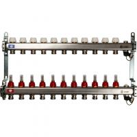 Коллектор Stout из нержавеющей стали с расходомерами, с клапаном вып. воздуха и сливом 1/3/4, 11 выходов (арт.SMS-0927-000011)