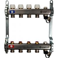 Коллектор Stout из нержавеющей стали без расходомеров, с клапаном вып. воздуха и сливом 1/3/4, 4 выхода (арт.SMS-0932-000004)