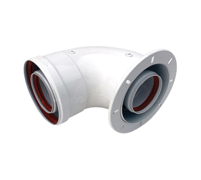 Колено стартовое коаксиальное ESSAN алюминиевое 90 гр. 60/100 (BOSCH/BUDERUS/PROTHERM)