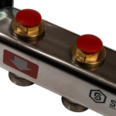 Коллектор Stout из нержавеющей стал с запорными клапанами 1/3/4, 8 выходов (арт.SMS 0922 000008)