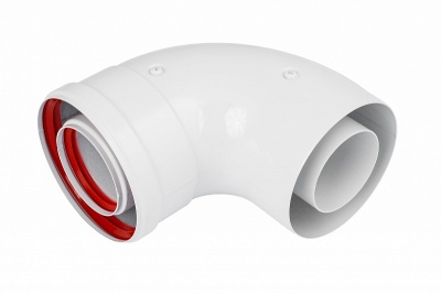 Колено стартовое коаксиальное ESSAN алюминиевое 90 гр. 60/100 (BAXI/VIESSMANN/BERETTA/KITURAMI)