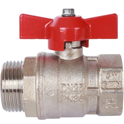 SVB-0014-000025 STOUT ВР/НР 1 Кран шаровой стандартнопроходной ручка бабочка (красная ручка)