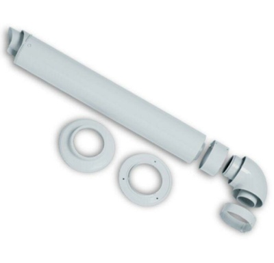 Vaillant Телескопический комплект для горизонтального дымохода DN 60/100 длиной 450‑650 мм (отвод 90°, хомут, манжеты)