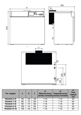 Напольный чугунный котёл Ferroli PEGASUS 87 2S