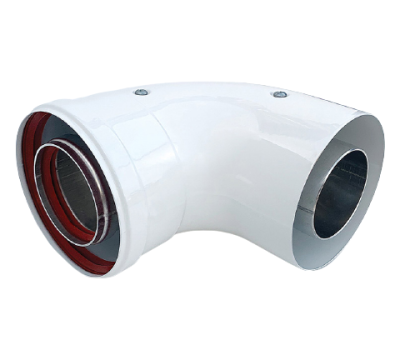 Колено коаксиальное ESSAN алюминиевое 90 гр. 60/100 (мама-папа)(30шт/кор.)