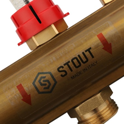 Коллектор Stout распределительный из латуни с расходомерами 1/3/4, 7 выходов (арт.SMB 0473 000007)